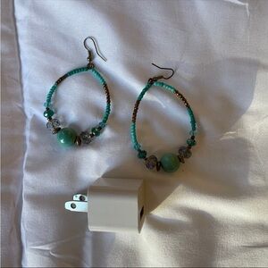 Turquoise Beaded Hoop Earrings